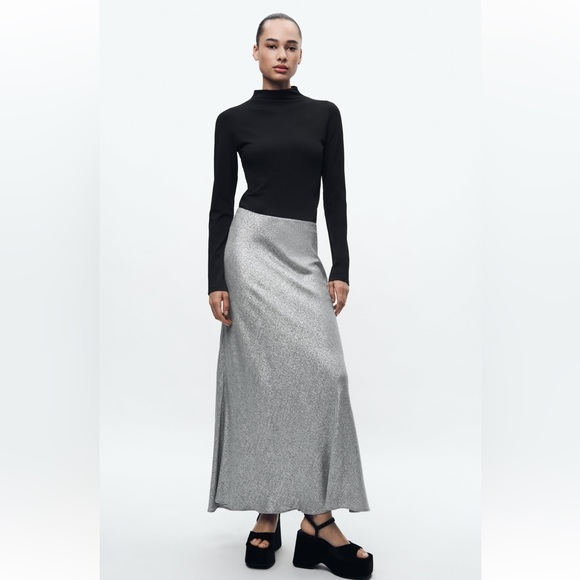 ZARA SHIMMERY LONG SKIRT ZW COLLECTION - Picture 4 of 11
